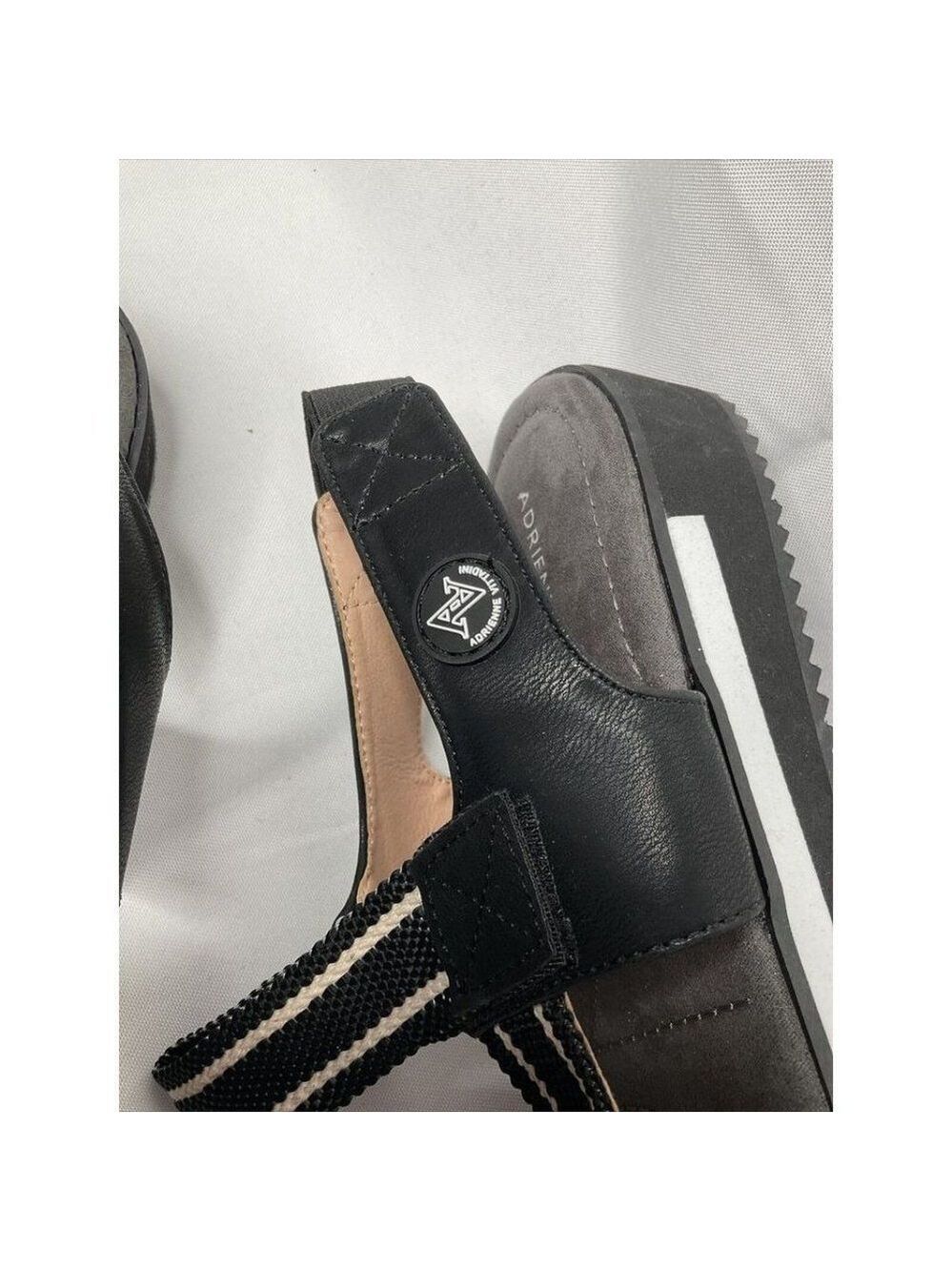NEW Adrienne Vittadini Sport Women Sandals Faux Leather Black White 10M - Picture 5 of 14